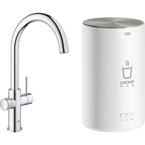 GROHE Red Compact 3 in 1 Kokendwaterkraan - C-uitloop - 4L boiler– Chroom
