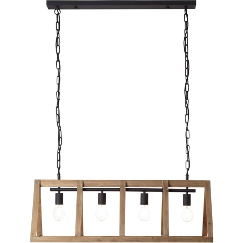 BRILLIANT Matrix Nature - Hanglamp 4 lichts - Antiek Hout - Zwart Korund - Dimbaar