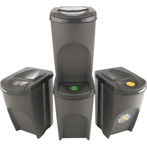 Prosperplast Sortibox scheidingsbakken set 4x35L - Grijs