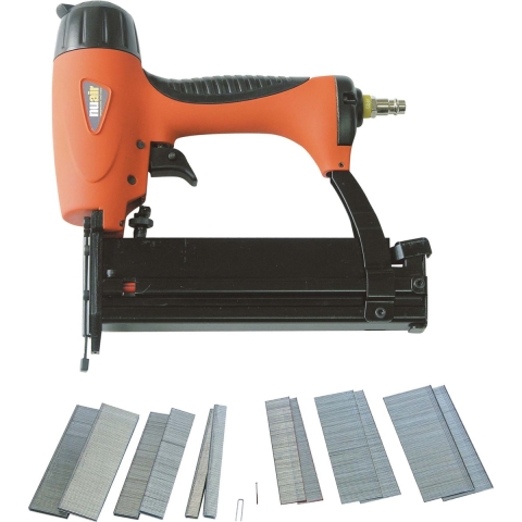 NUAIR"Pneumatische tacker set, met 600 nagels en nietjes, ideaal voor gebruik met compressor in doe-het-zelf en bouwprojecten"