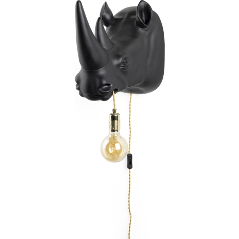 Bold Monkey Mind Your Own Rhino Wandlamp - Zwart