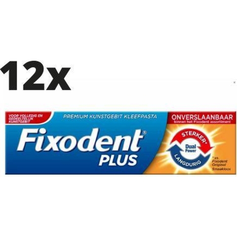 Fixodent Plus Dual Power Kleefpasta - Voordeelverpakking - 12 Stuks