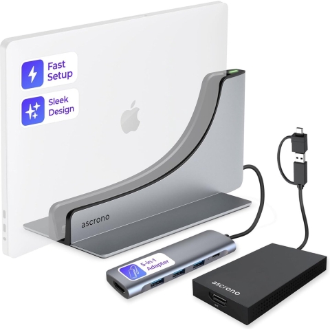 Ascrono - MacBook Air Docking Station - Dual Monitor Bundle - Geschikt voor M1 (2020)