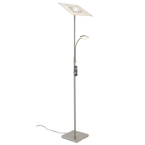 BRILONER - AGILED - LED vloerlamp, 24 W, 2700 lm, IP20, mat-nikkel, metaal-glas, dimbaar, met afstandsbediening, 28 x 28 x 180 cm