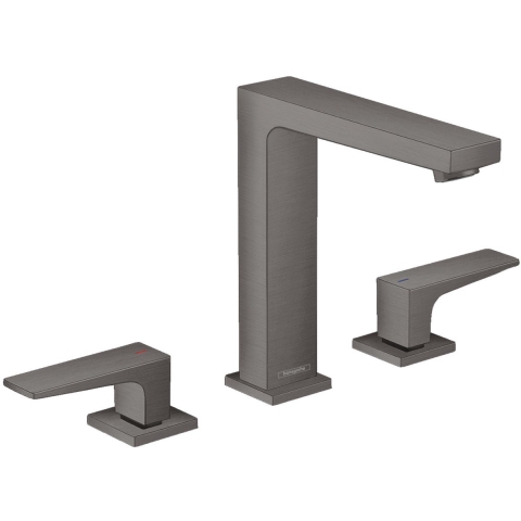 Hansgrohe Metropol 3-gats wastafelkraan 160 met push open waste met voorsprong vaste uitloop 15.2cm brushed black chroom