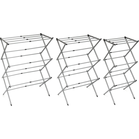 InnovaGoods - Inklapbare en uitschuifbare kledingdroger | 3 niveaus | 11 stangen | Metaal, Standaard, IJzer
