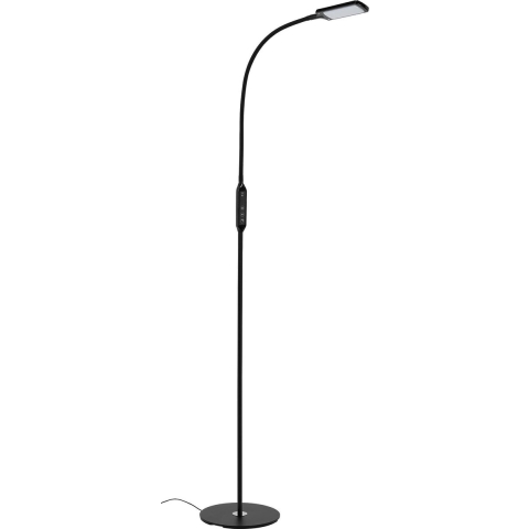 BRILONER - OFFICE REMOTE - LED vloerlamp, 8 W, 700 lm, IP20, zwart, metaal-kunststof, dimbaar, met afstandsbediening, CCT,Ø 24 cm