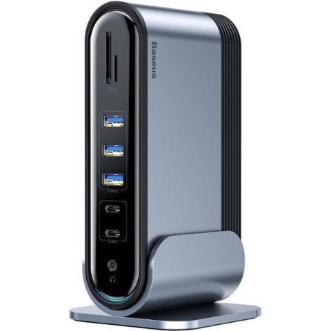 BASEUS 17-in-1 Type-C to HDMI/RJ45/USB/SD/TF/3.5mm Audio Jack/PD Hub Converter - Dark Grey