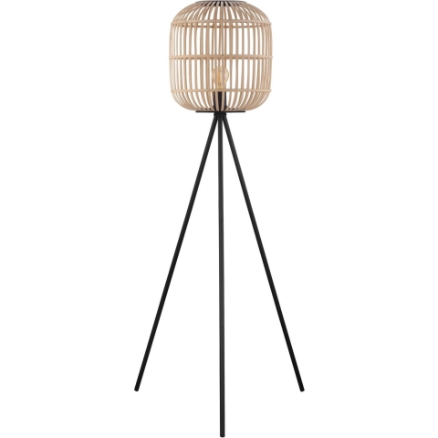 EGLO Bordesley Vloerlamp - E27 - 139 cm - Zwart/Hout