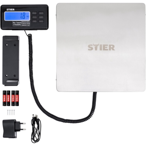 STIER - pakketweegschaal platform schaal tot 200 kg - rvs plaat - 30 x 30 cm