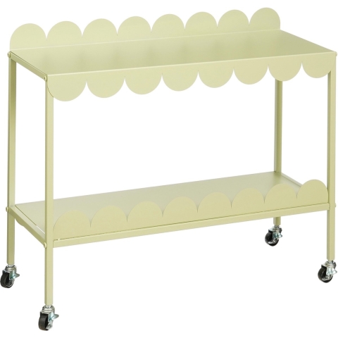 Mica Decorations Steffano Plantentafel op Wielen - L79 x B28 x H67 cm - Metaal - Lichtgroen