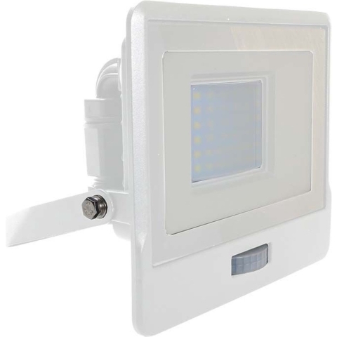 V-TAC VT-138S-W LED Schijnwerpers met PIR Sensor - Samsung - IP65 - Wit - 30W - 2340 Lumen - 6500K - 5 Jaar - Modelnr: - VT-138S-W
