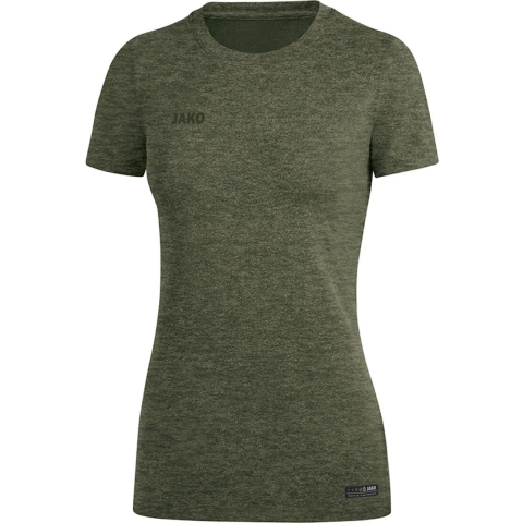 JAKO 6129D T-Shirt Premium Basics Dames - Kaki Gemeleerd - 36
