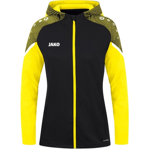 JAKO 6822D Jas Met Kap Performance Dames - Zwart/Zachtgeel - 40
