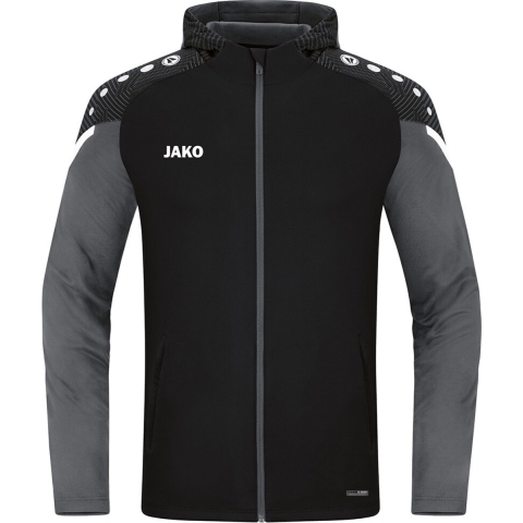 JAKO 6822K Jas Met Kap Performance Kids - Zwart/Antra Light - 152