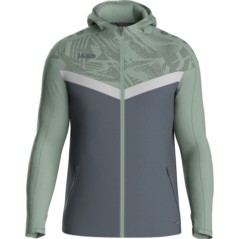 JAKO 6824 Jas Met Kap Iconic - Anthra Light/Mintgroen/Zachtgrijs - S