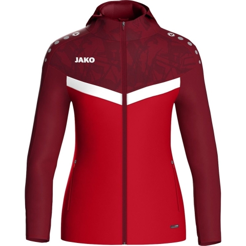 JAKO 6824D Jas Met Kap Iconic Dames - Rood/Wijnrood - 34