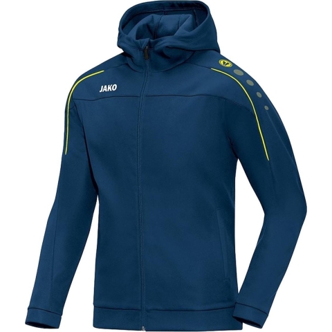 JAKO 6850D Jas Met Kap Classico Dames - Nachtblauw/Citroen - 44