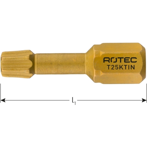 Rotec PRO Insertbit T 10 L=25mm C 6,3 Torsion Konisch TIN - 10 stuks - 8072010