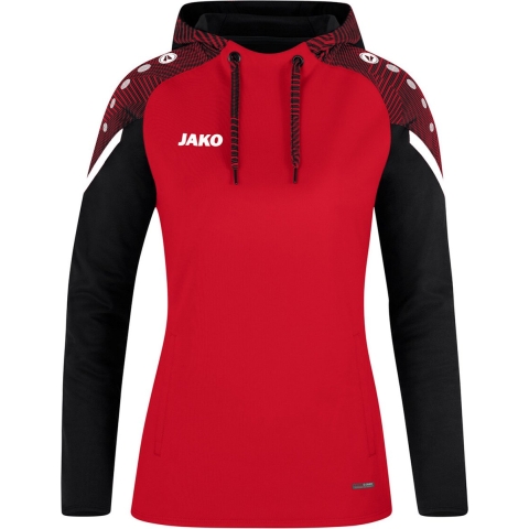JAKO 6722D Sweater Met Kap Performance Dames - Rood/Zwart - 44