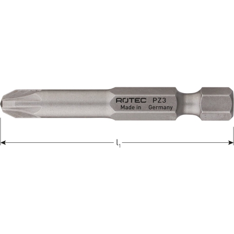 Rotec PRO Krachtbit PZ 3 L=127mm E 6,3 BASIC - 8050015 - VPE = 10 stuks
