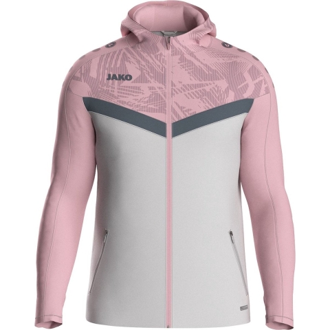 JAKO 6824 Jas Met Kap Iconic - Zachtgrijs/Dusky Pink/Anthra Light - S