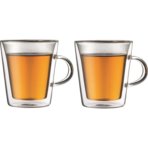Bodum Dubbelwandige Koffie- Theeglazen met oor Canteen - Gepatenteerd Ventiel - 200 ml - 2 Stuks