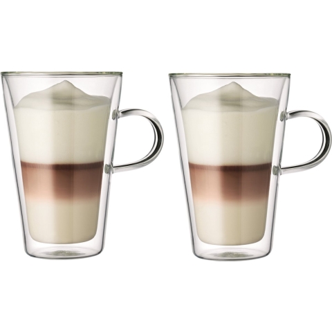 Bodum Dubbelwandige Latte Macchiato Glazen met oor Canteen - Gepatenteerd Ventiel - 400 ml - 2 Stuks