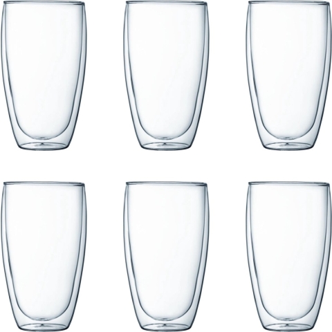 Bodum Dubbelwandige Latte Macchiato Glazen Pavina - Gepatenteerd Ventiel - 450 ml - 6 Stuks