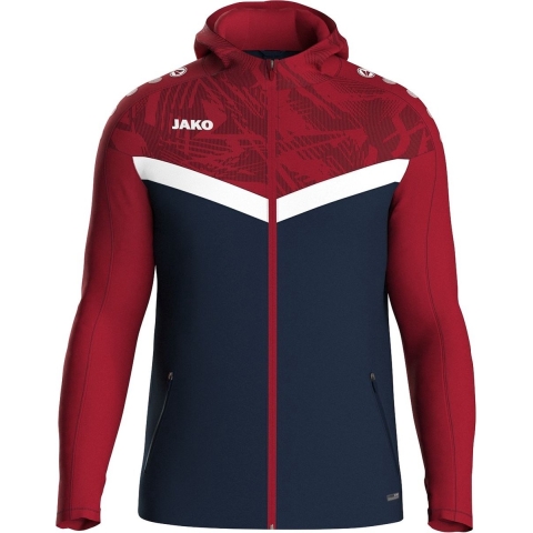 JAKO 6824 Jas Met Kap Iconic - Marine/Chillrood - 3XL