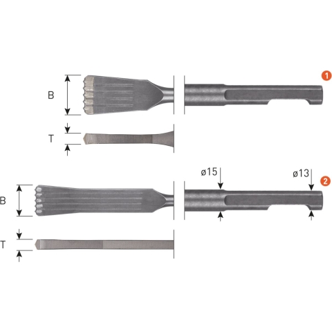 Rotec Atlas Copco luchthamer V40K/LD langmodel dikte 6mm 38x200 - 2162020