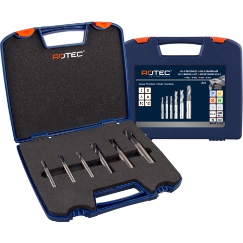 Rotec HSS-E uni.fr.set &apos;605C&apos;, gec.ø4-12DIN844, Z3, 6dlg. ABS-cass - 605.9412C