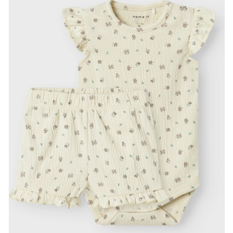 Name It Bodysuit s/s - Romper/Shorts - NbfJannis - Gebleekt zand - Name It - 68 - Romper S/S