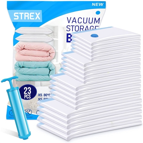 Strex Vacuumzakken Dekbedden&Kleding - 23 Stuks / 4 Maten - Reiszakken / Vacumeerzakken - Incl. Handpomp