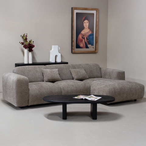 Giga Meubel - Chaise Longue Bank Taupe - Ottomane Rechts - Dijon