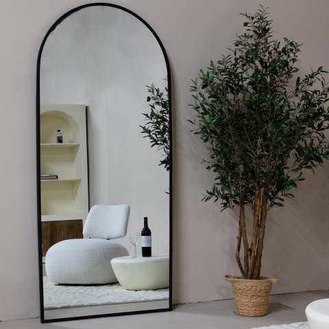 Giga Meubel - Staande Spiegel - Zwart Metaal - 80x3x200cm - Bowie