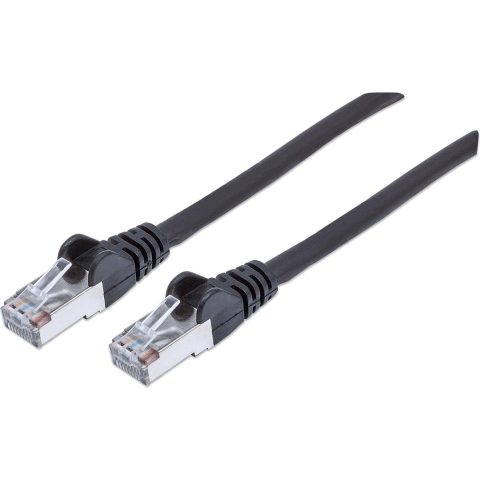 Intellinet 741163 RJ45 Netwerkkabel, patchkabel CAT 6A S/FTP 20.00 m Zwart Folie afscherming, Afscherming gevlochten, Afgeschermd, Halogeenvrij 1 stuk(s)