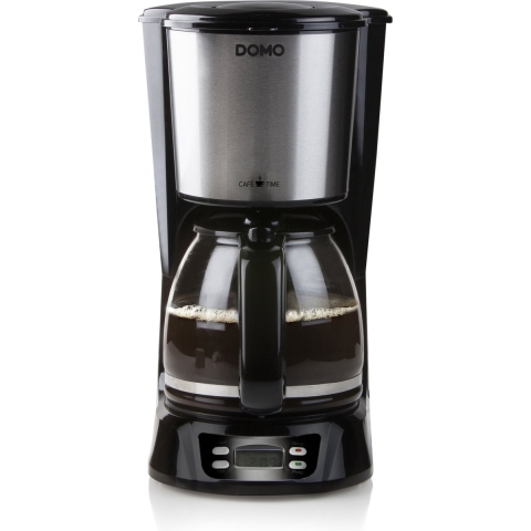 DOMO DO1065K Koffiezetapparaat Zwart, RVS Capaciteit koppen: 12 Display, Timerfunctie, Glazen kan