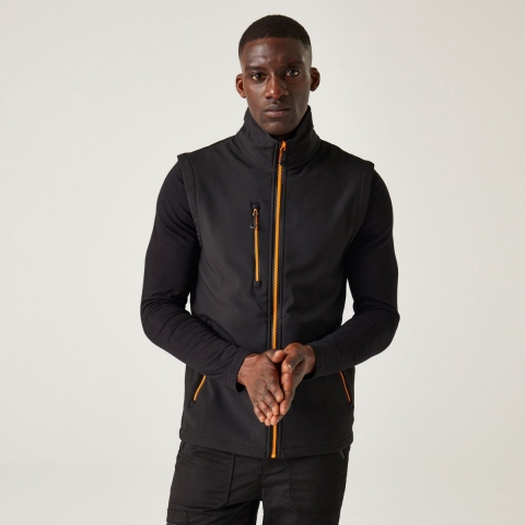 Ragetta RG915 Navigate 2-Layer Softshell Bodywarmer - Black/Orange Pop - XL