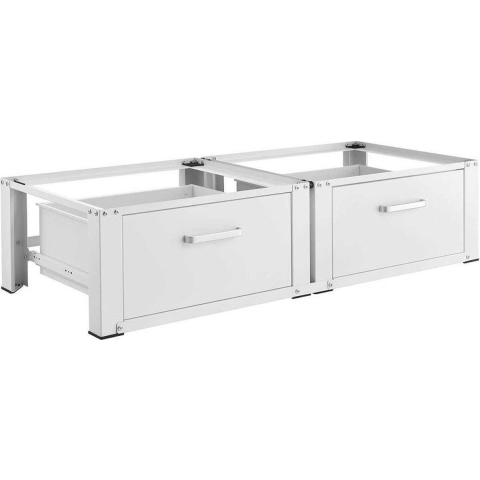 IVOL Wasmachine en droger verhoger - 2 lades - Wit - 127.5 x 54 x 31 cm