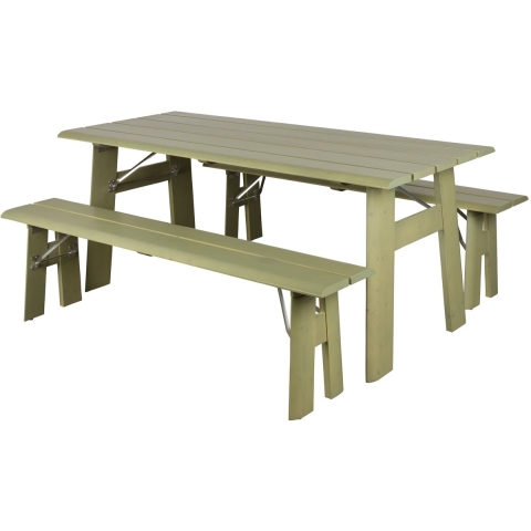 Zuiver Avenue Picknicktafel met 2 banken Hout Groen