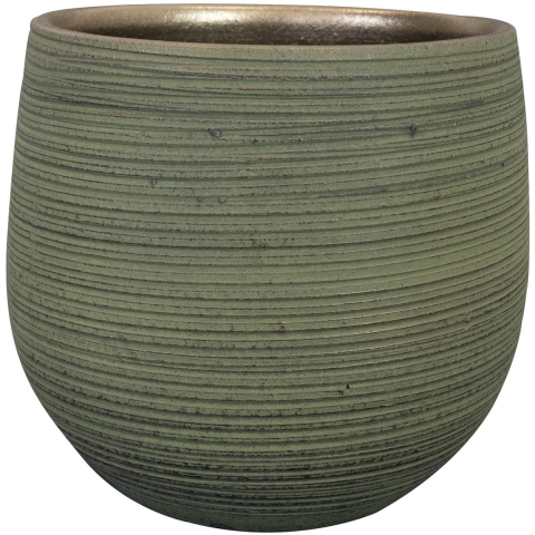 Ter Steege Steege Plantenpot - keramiek - donkergroen - stripes - D2xH28 cm -