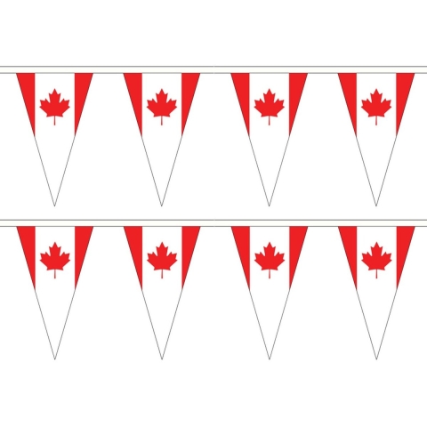 Canada landen punt vlaggetjes - 2x - 20 meter - slinger / vlaggenlijn - supporters - binnen/buiten -