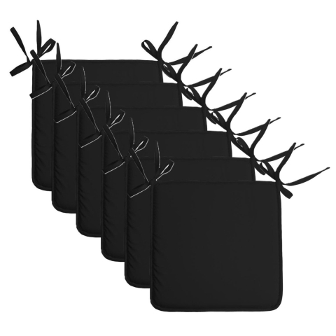 Stof Textile Home stoelkussens - 6x - zwart - 38 x 38 x 3 cm - voor binnen - vierkant -