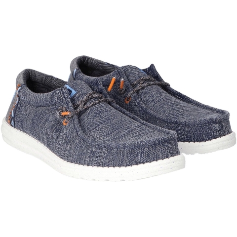 HEYDUDE Instappers Heren Wally Coastline Jute Blauw 46 Katoen