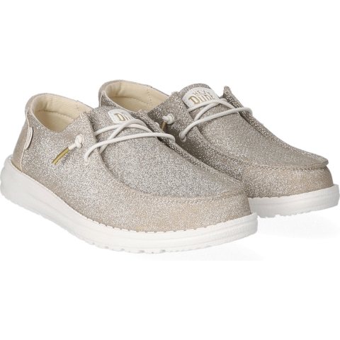 HEYDUDE Instappers Dames Wendy Metallic Sparkle Goud 39 Textiel