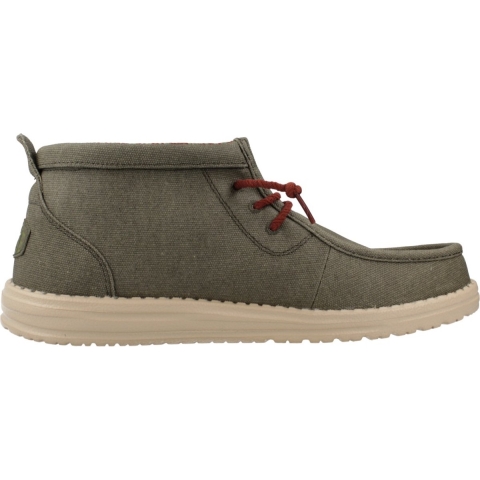 HEYDUDE Instappers Heren Wally Mid Waxed Canvas Groen 45 Canvas