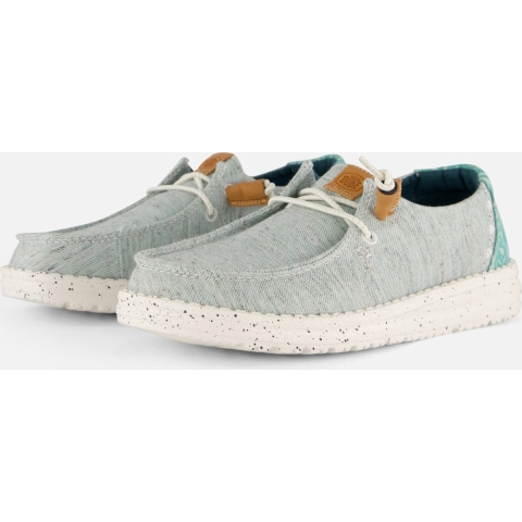 HEYDUDE Instappers Dames Wendy Heathered Slub Tropical Cyaan 37 Canvas