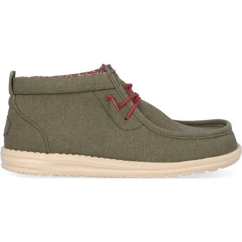 HEYDUDE Instappers Heren Wally Mid Waxed Canvas Groen 46 Canvas