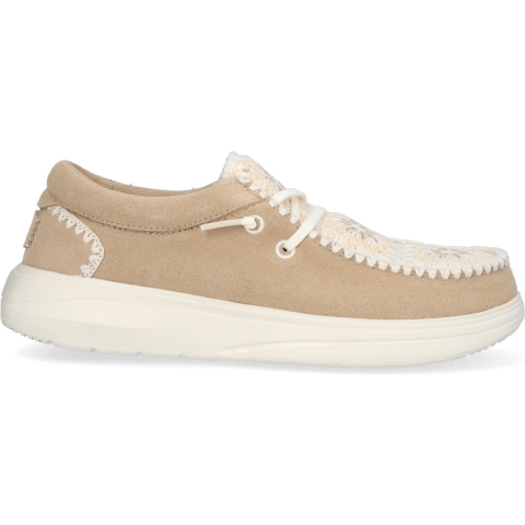 HEYDUDE Instappers Dames Wendy Comf Suede Crochet Beige 42 Suède